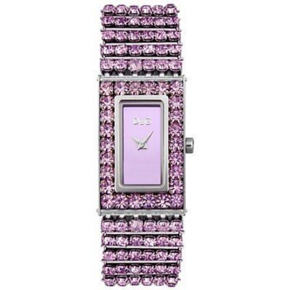 D & G Dolce and Gabbana Silver Stainless & Pink Swarovski Crystal Watch - Picture 3 of 11